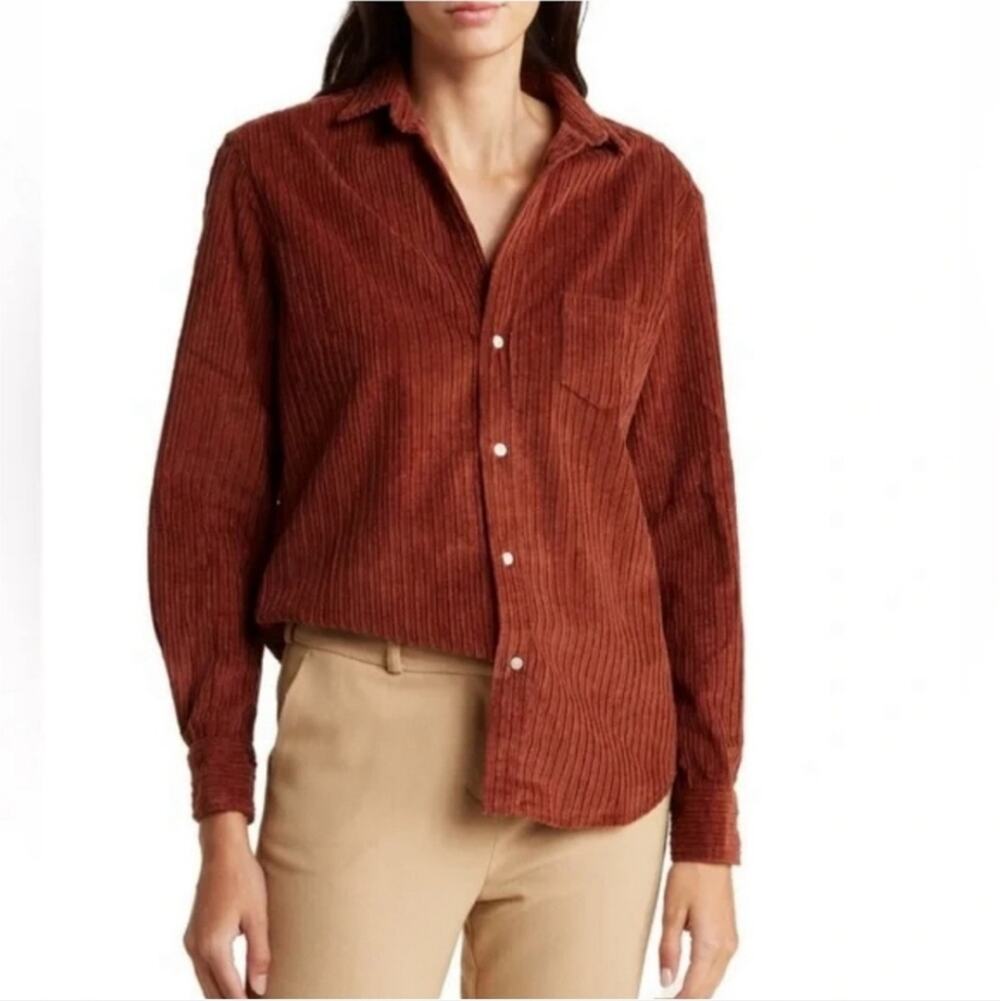 Frank & Eileen Eileen Corduroy Long Sleeve Button-Down Shirt NWOT Size XXS